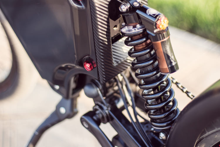 electric bike rear shock absorber close up